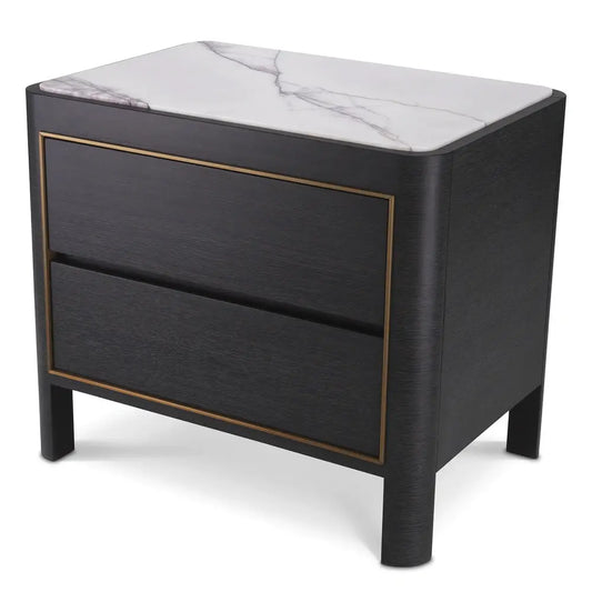 Corazon Bedside Table - Charcoal Grey & Oak Veneer