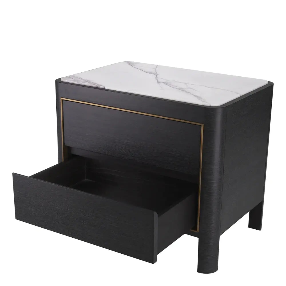 Corazon Bedside Table - Charcoal Grey & Oak Veneer