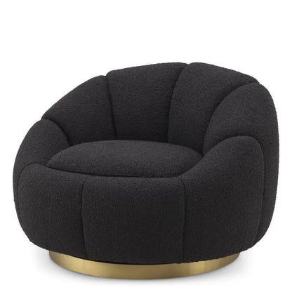 Inger Swivel Chair - Bouclé Black