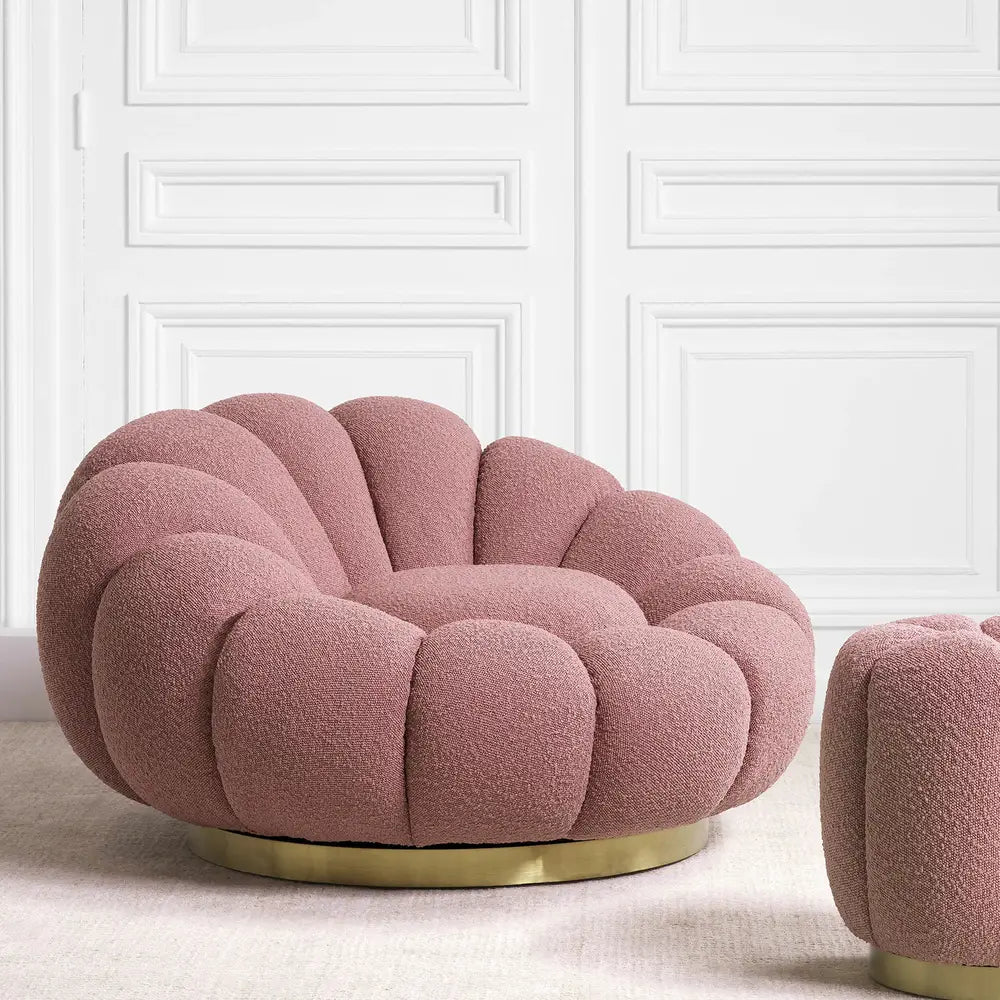 Mello Swivel Chair - Bouclé Rose