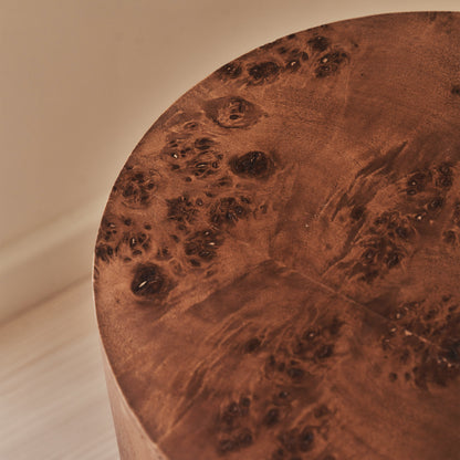 Arbour - Dark Burl Wood Premium Round Side Table