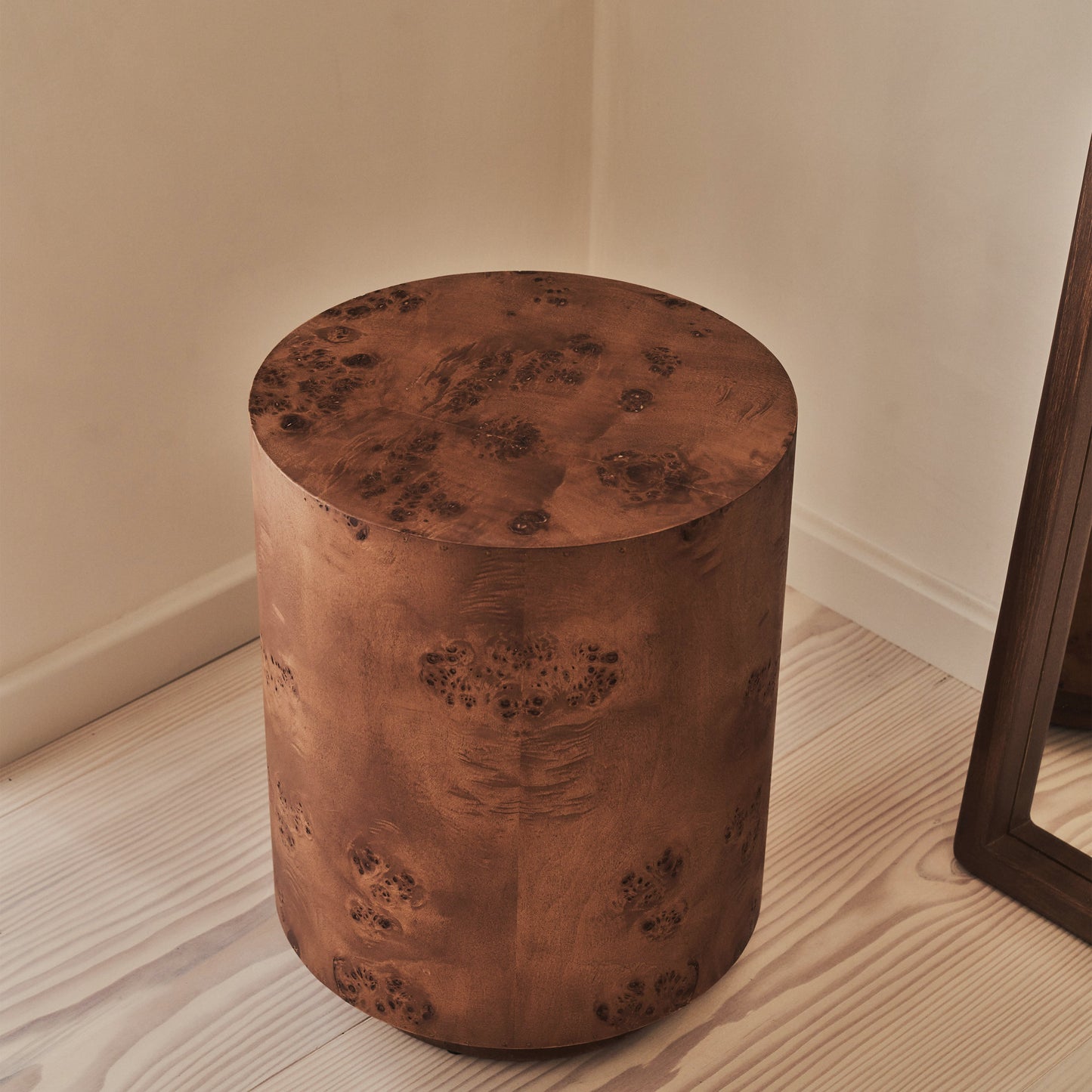 Arbour - Dark Burl Wood Premium Round Side Table