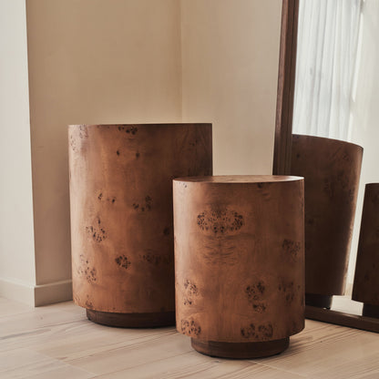 Arbour - Dark Burl Wood Premium Round Side Table