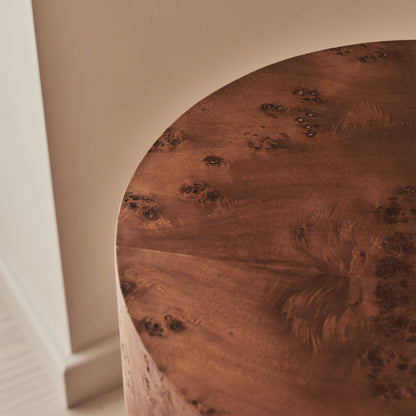 Arbour - Large Dark Burl Wood Premium Round Side Table