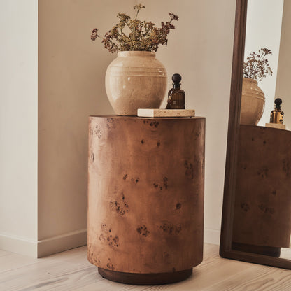 Arbour - Large Dark Burl Wood Premium Round Side Table