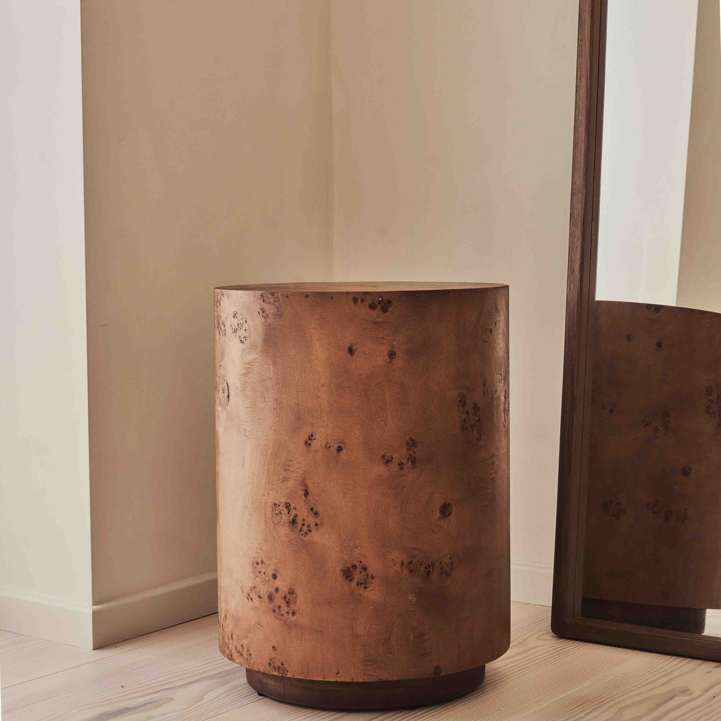 Arbour - Large Dark Burl Wood Premium Round Side Table