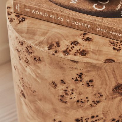 Arbour - Natural Burl Wood Premium Round Side Table