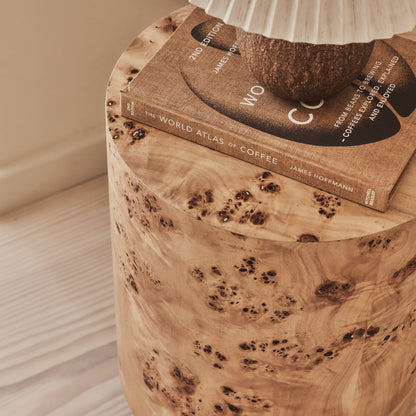 Arbour - Natural Burl Wood Premium Round Side Table