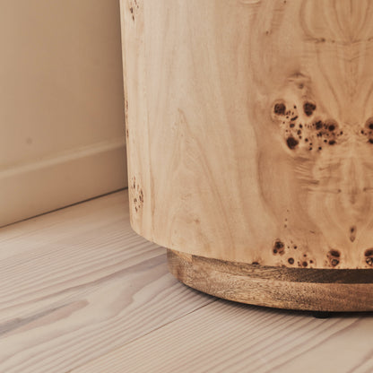 Arbour - Large Natural Burl Wood Premium Round Side Table