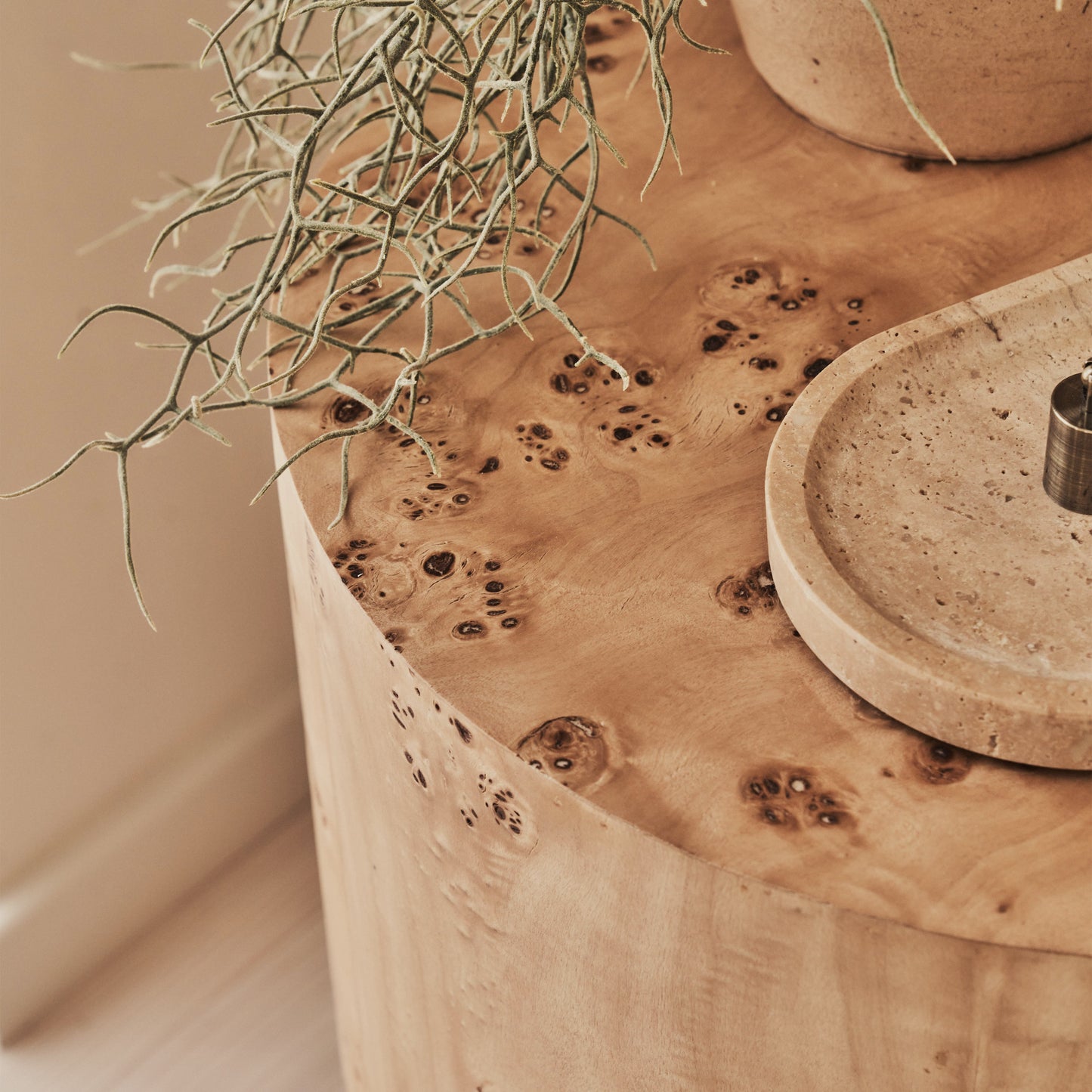 Arbour - Large Natural Burl Wood Premium Round Side Table