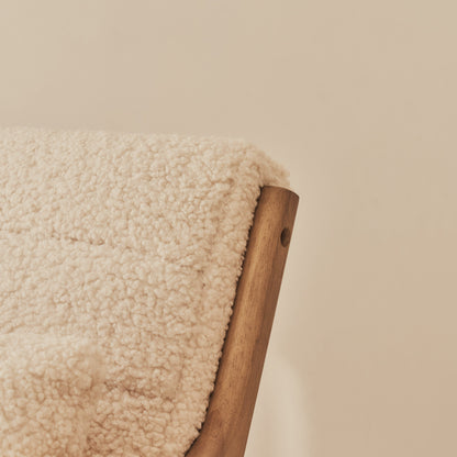 Hudson - Boucle Accent Chair Ivory & Warm Wood