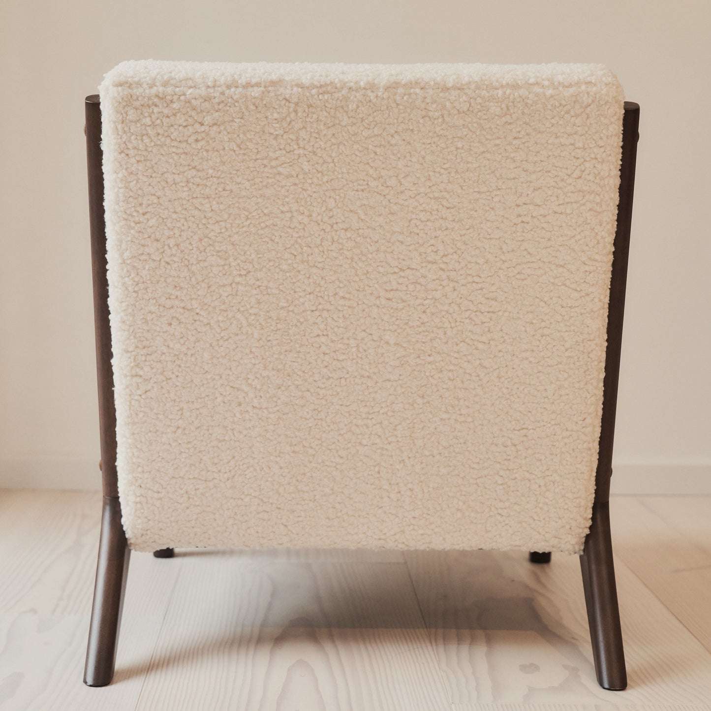 Hudson - Boucle Accent Chair Ivory & Dark Wood