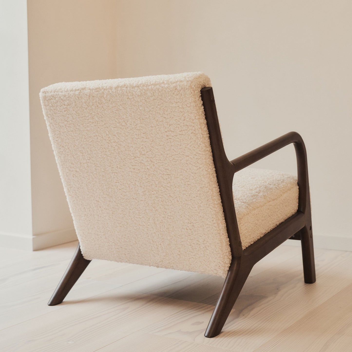 Hudson - Boucle Accent Chair Ivory & Dark Wood