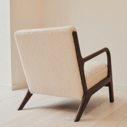 Hudson - Boucle Accent Chair Ivory & Dark Wood