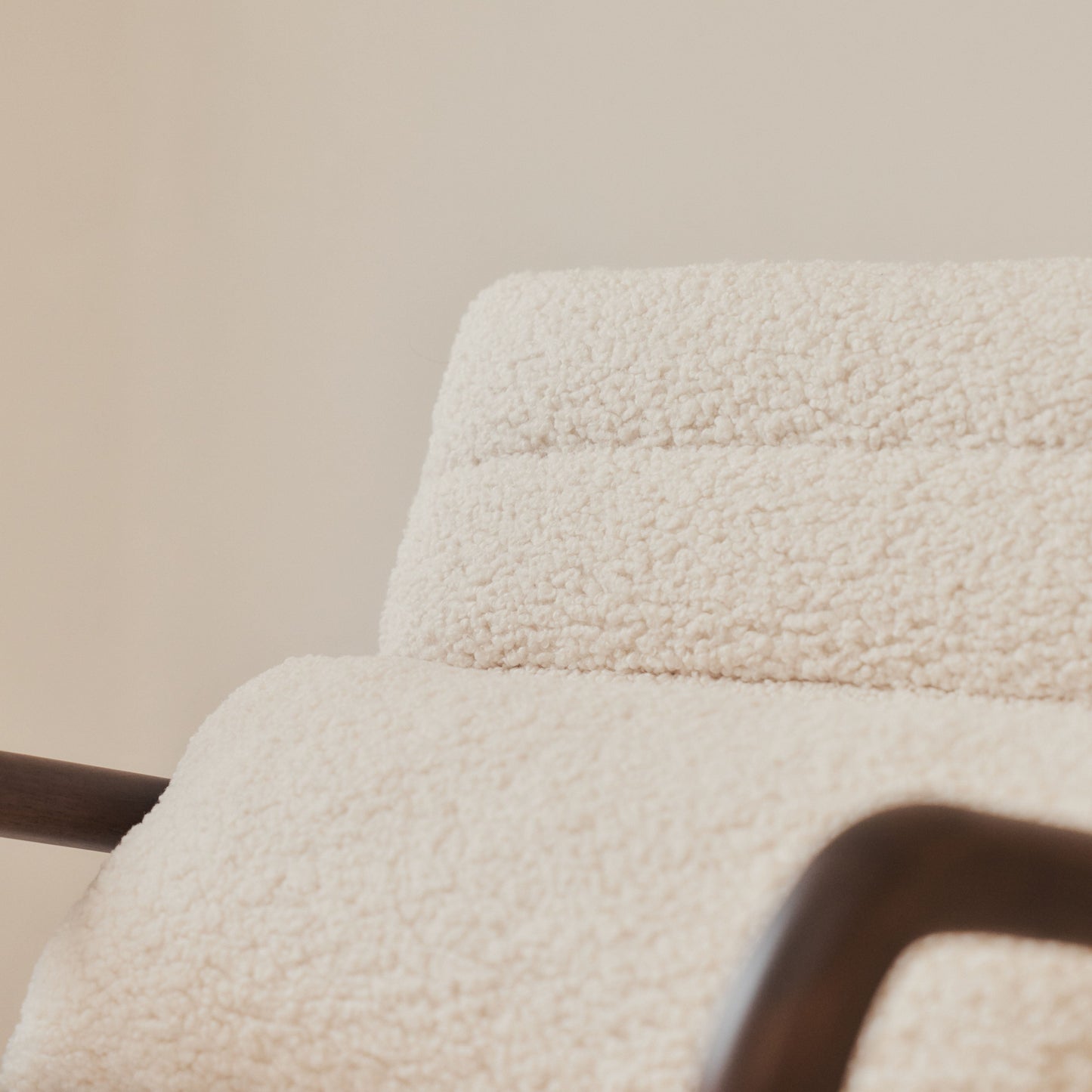 Hudson - Boucle Accent Chair Ivory & Dark Wood