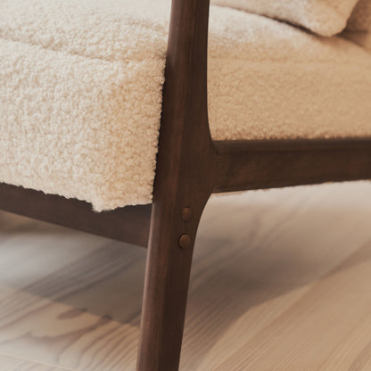 Hudson - Boucle Accent Chair Ivory & Dark Wood