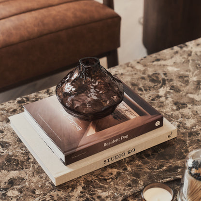 Melrose - Dark Emperador Marble Rectangular Dark Wood Premium Coffee Table