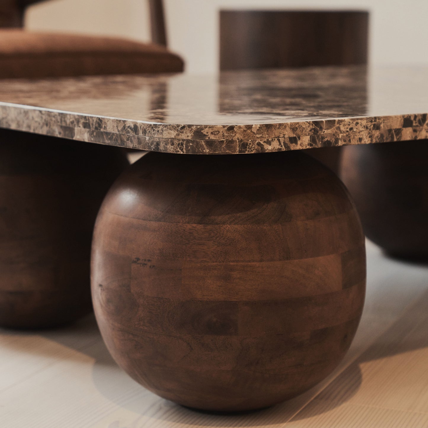 Melrose - Dark Emperador Marble Rectangular Dark Wood Premium Coffee Table