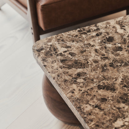 Melrose - Dark Emperador Marble Rectangular Dark Wood Premium Coffee Table