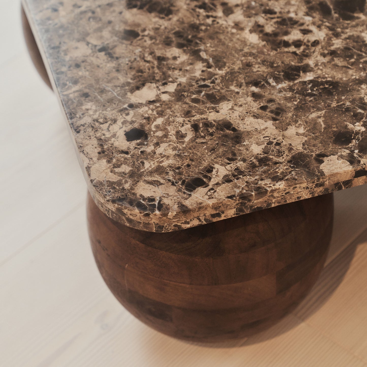 Melrose - Dark Emperador Marble Rectangular Dark Wood Premium Coffee Table