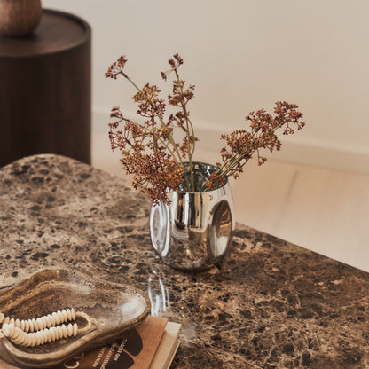 Melrose - Dark Emperador Marble Square Dark Wood Premium Coffee Table