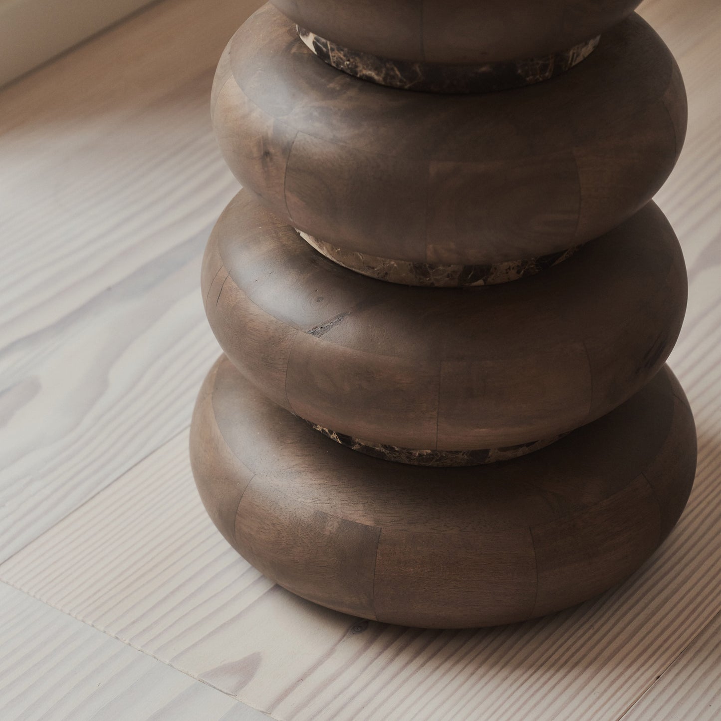 Belgravia - Dark Emperador Marble Round Dark Wood Premium Side Table