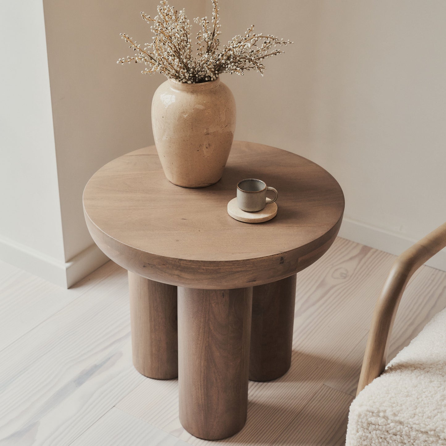 Vermont - Warm Wood Premium Round Side Table