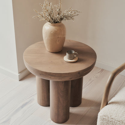 Vermont - Warm Wood Premium Round Side Table