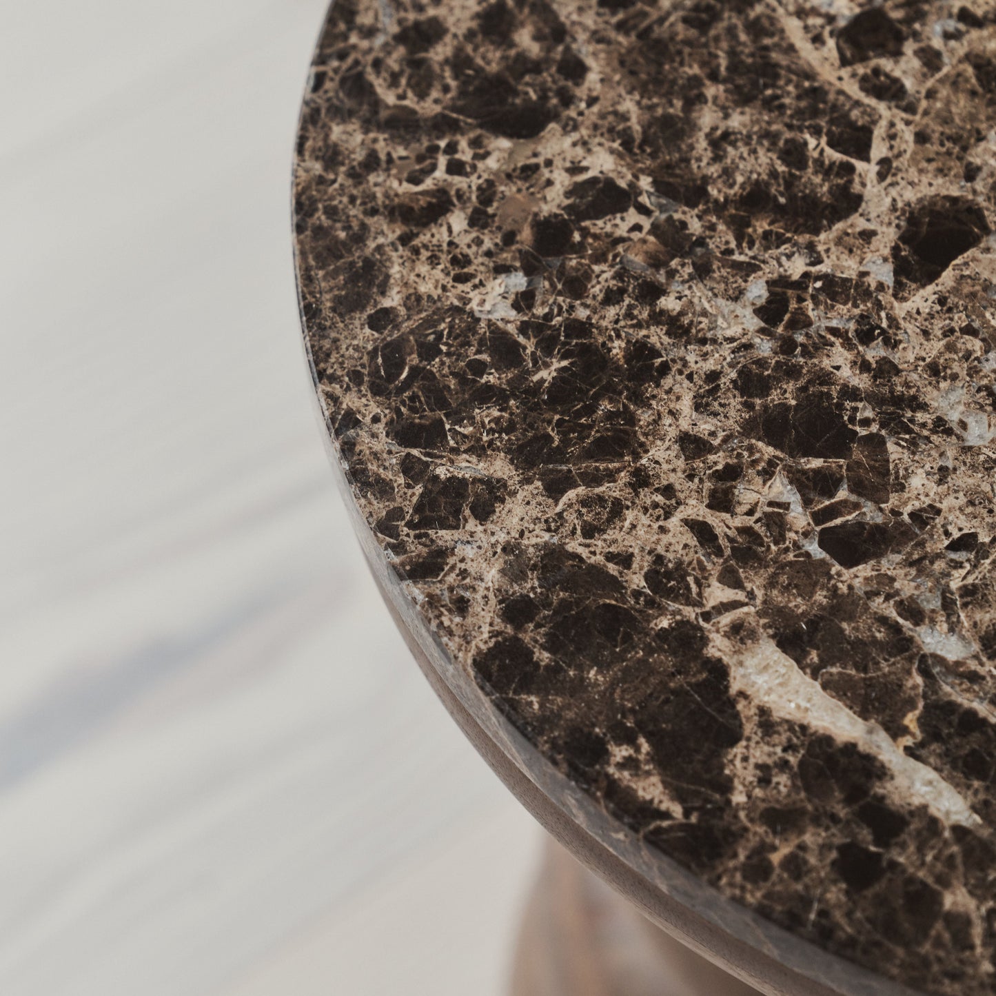 Belgravia - Dark Emperador Marble Round Dark Wood Premium Side Table