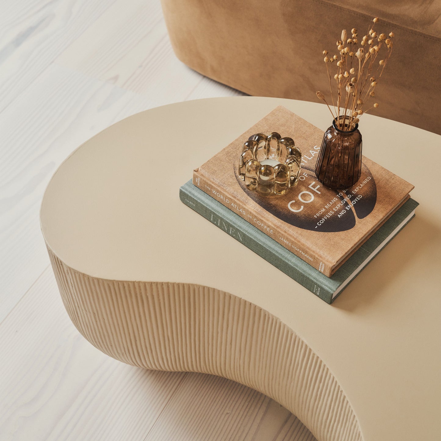 Leonardo - Minimal Beige Shaped Coffee Table Large