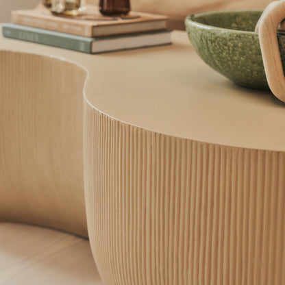 Leonardo - Minimal Beige Shaped Coffee Table Large