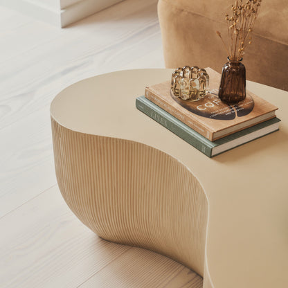 Leonardo - Minimal Beige Shaped Coffee Table Large
