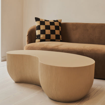 Leonardo - Minimal Beige Shaped Coffee Table Large