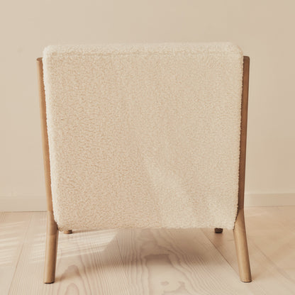Hudson - Boucle Accent Chair Ivory & Warm Wood