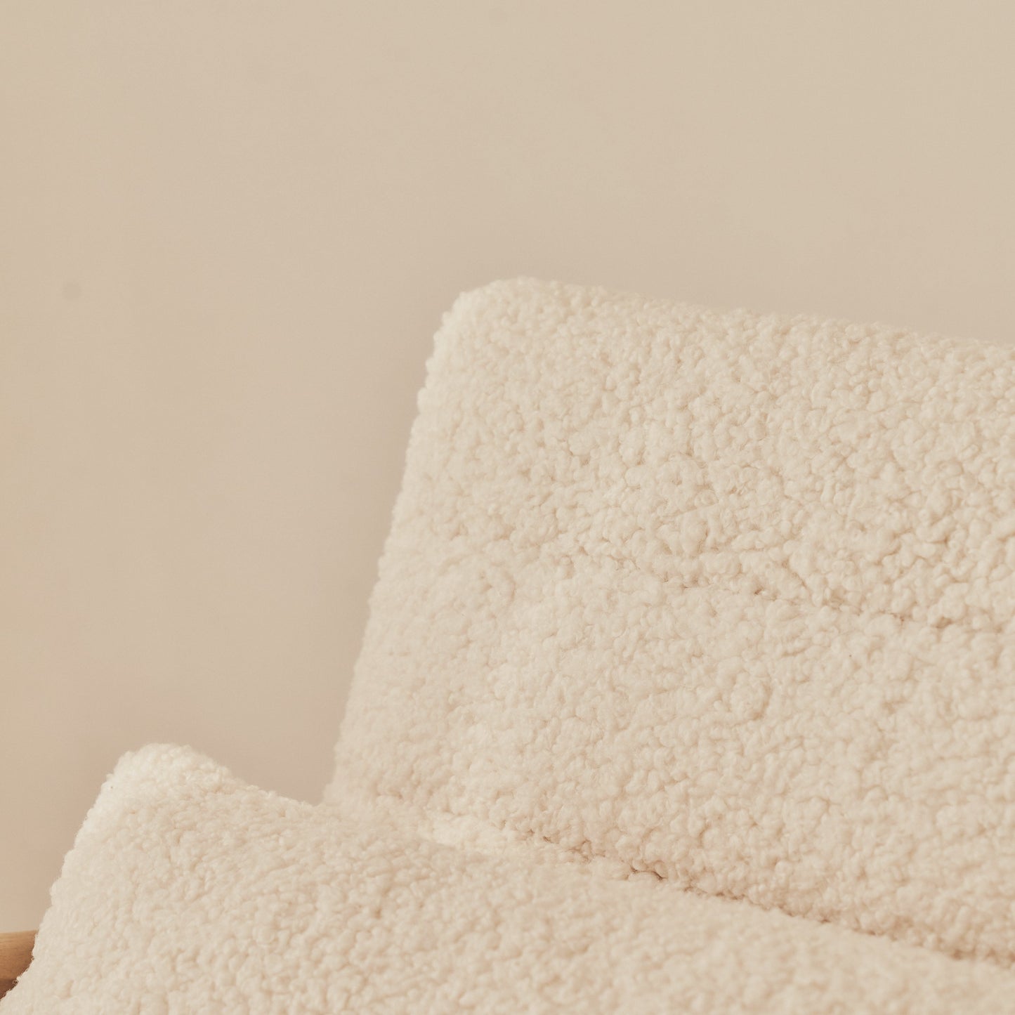 Hudson - Boucle Accent Chair Ivory & Warm Wood