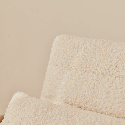 Hudson - Boucle Accent Chair Ivory & Warm Wood