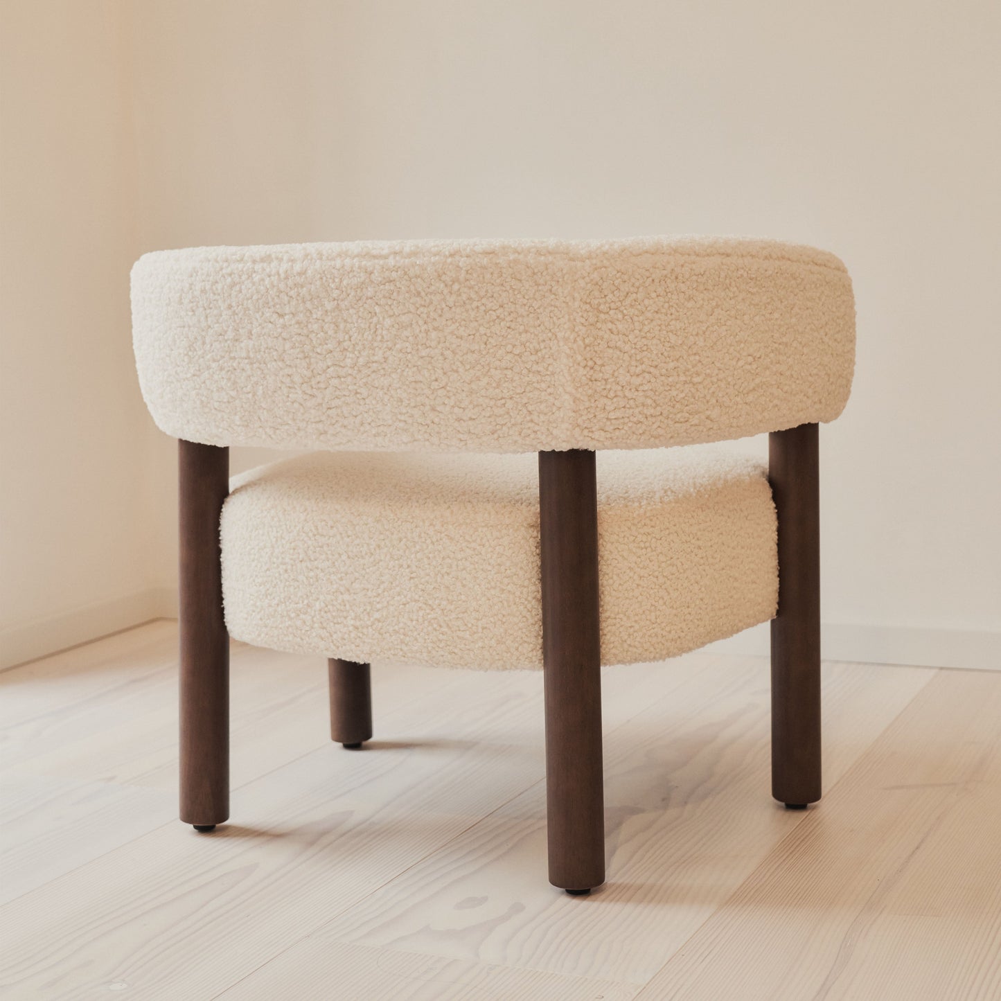 Cara - Boucle Accent Chair Ivory & Dark Wood