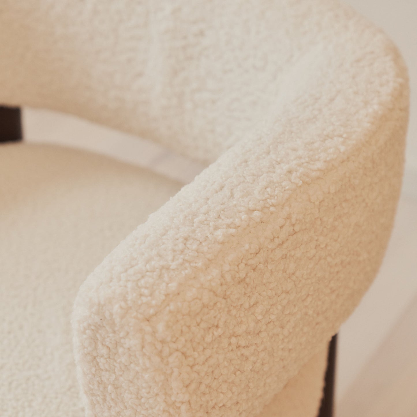 Cara - Boucle Accent Chair Ivory & Dark Wood