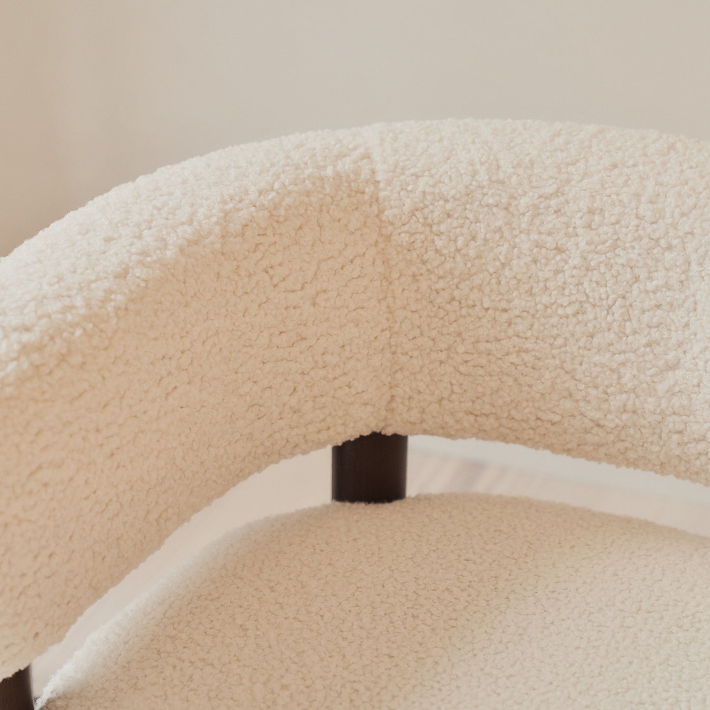 Cara - Boucle Accent Chair Ivory & Dark Wood