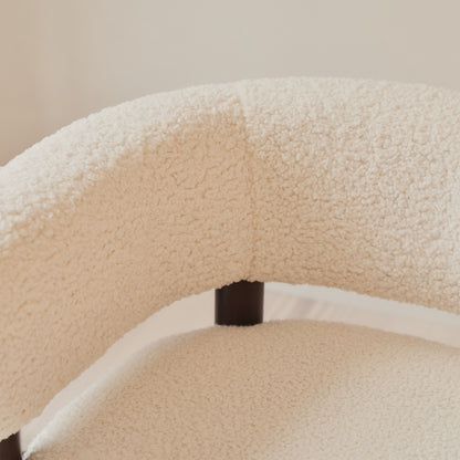 Cara - Boucle Accent Chair Ivory & Dark Wood