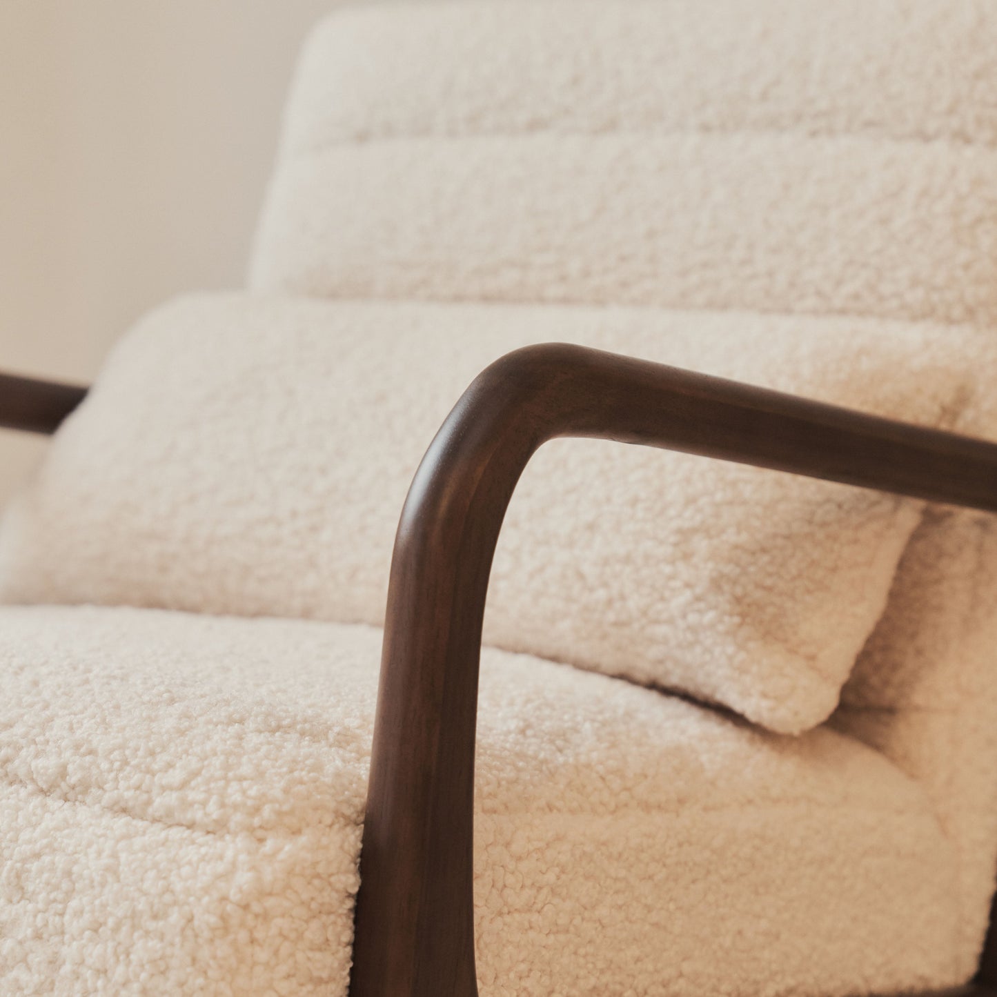 Hudson - Boucle Accent Chair Ivory & Dark Wood