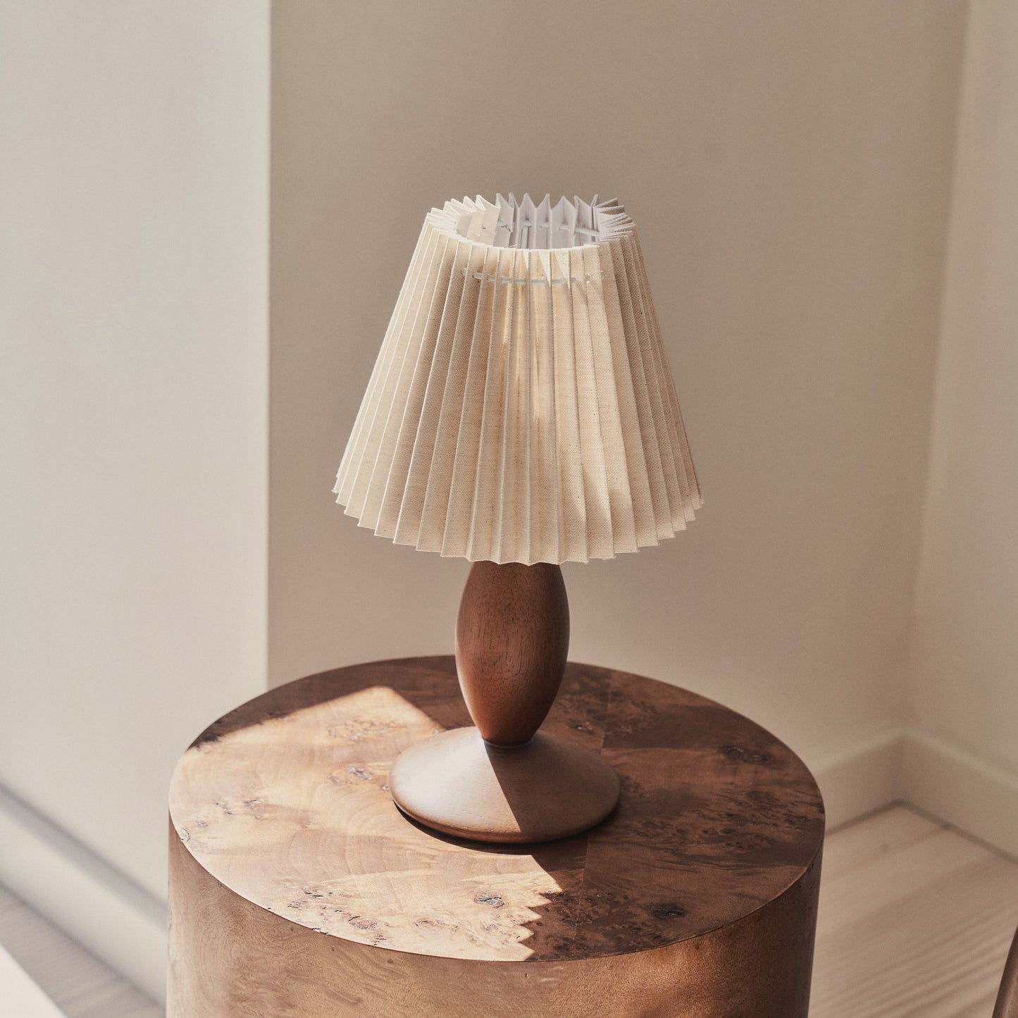 Elba - Dark Wood Pleated Shade Table Lamp