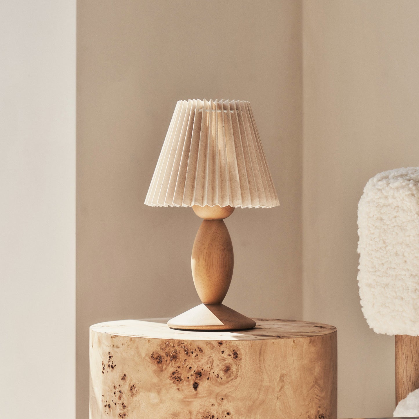 Elba - Warm Wood Pleated Shade Table Lamp