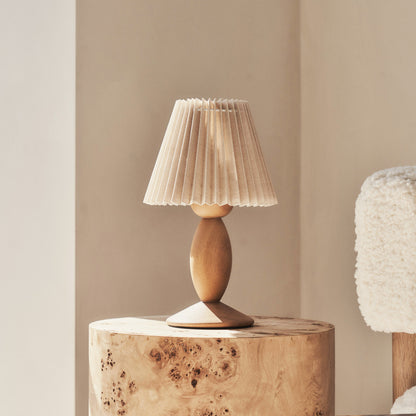 Elba - Warm Wood Pleated Shade Table Lamp