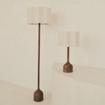 Esme - Dark Wood Inverted Scallop Shade Floor Lamp