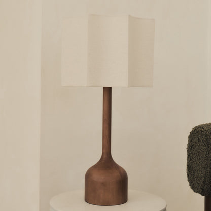 Esme - Dark Wood Inverted Scallop Shade Table Lamp