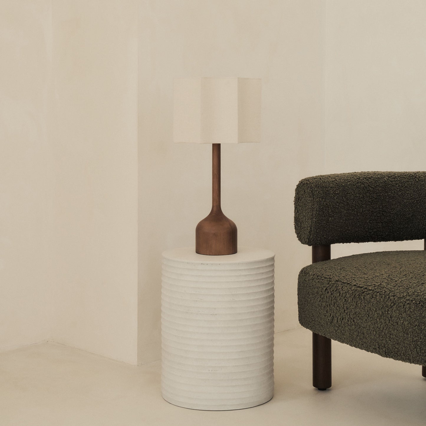 Esme - Dark Wood Inverted Scallop Shade Table Lamp