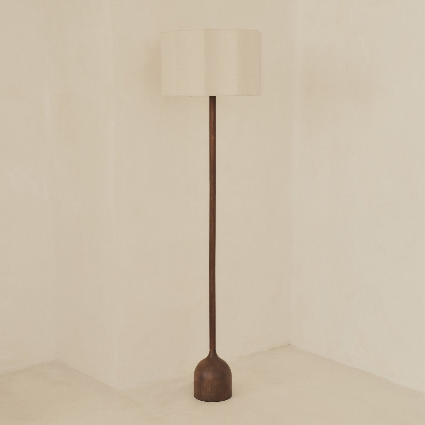Esme - Dark Wood Inverted Scallop Shade Floor Lamp