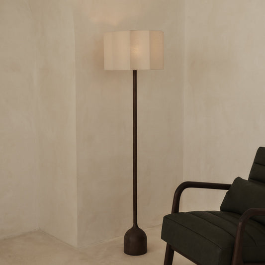 Esme - Dark Wood Inverted Scallop Shade Floor Lamp