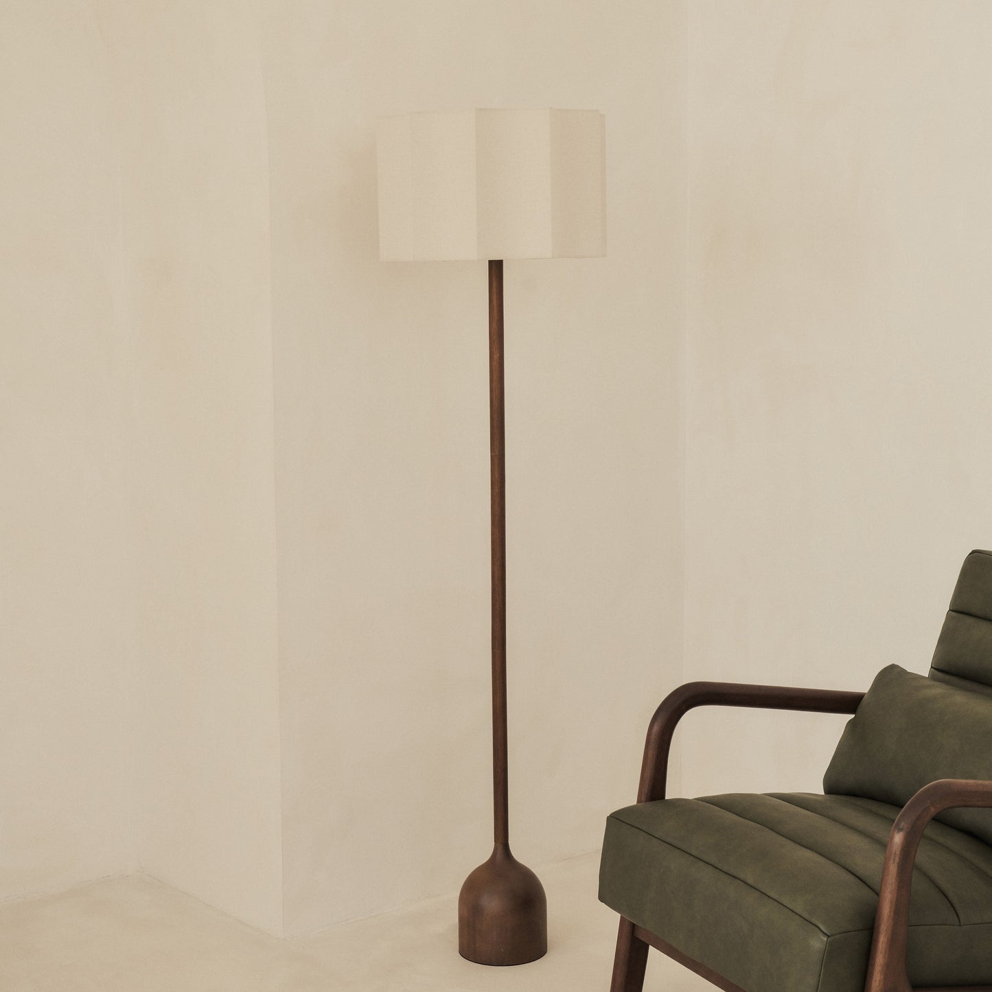 Esme - Dark Wood Inverted Scallop Shade Floor Lamp